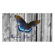 butterfly barnwood western country wedding business cards