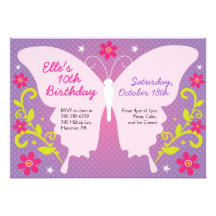 Butterfly Birthday Party Invitations