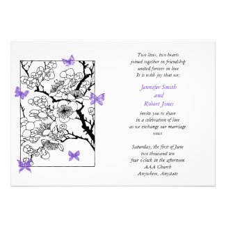 Butterfly Dreams: Japanese Inspired in Violet Custom Invitation