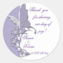 Butterfly Dreams Wedding Round Sticker