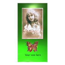 BUTTERFLY EMERALD GREEN ,red Photo Card