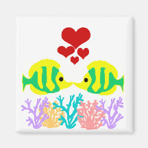 Butterfly Fish kissing over the coral magnet