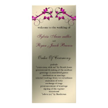 butterfly floral ivory pink Wedding program Personalized Rack Card