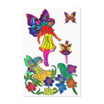 Butterfly Girl Floral Butterflies & Bird Gallery Wrapped Canvas