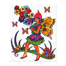 Butterfly Girl Floral Butterflies Stretched Canvas Prints