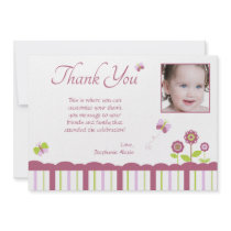 Butterfly girl's photo thank you flat card
