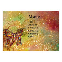 BUTTERFLY IN GOLD YELLOW GREEN RED BROWN SPARKLES BUSINESS CARD TEMPLATE