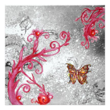 BUTTERFLY IN SPARKLES Elegant Wedding ice metallic Personalized Announcements