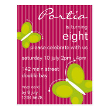 Butterfly Invitation [lime + purple] Postcard