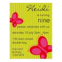 Butterfly Invitation [red + lime] Post Cards