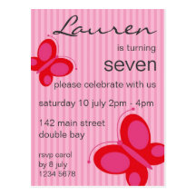 Butterfly Invitation [red + pink] Postcards