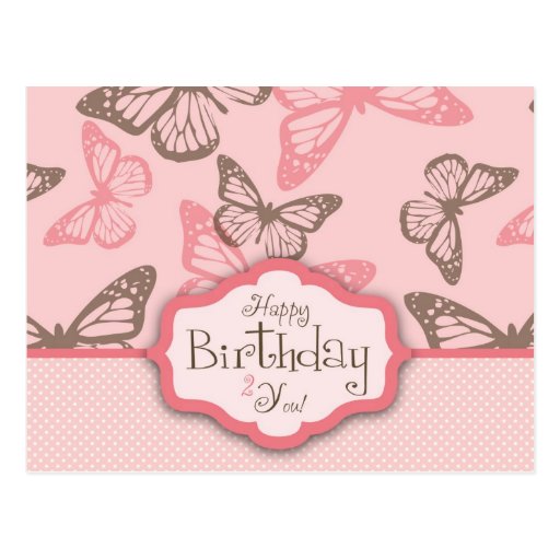 Butterfly Kisses Birthday Postcard II