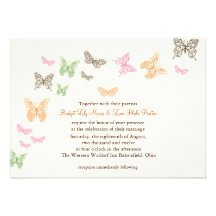Butterfly Kisses Wedding Invitation ivory