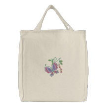 Butterfly Love Tote Embroidered Tote Bags