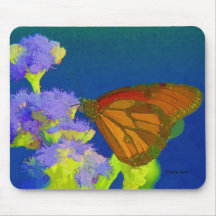 Butterfly on flowers mousemat