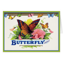 Butterfly on Petunias Greeting Cards
