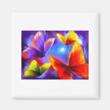 Butterfly Parade Painting Art - Multi Refrigerator Magnets
