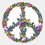 Butterfly Peace Symbol Round Stickers