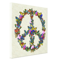 Butterfly Peace Symbol Stretched Canvas Prints