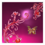 BUTTERFLY PINK AMETHYST bright red Custom Invitation