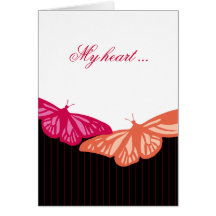 Butterfly Pinstripes Valentine Greeting Card