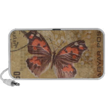 Butterfly Postage Stamp, dirty, vintage postage Travelling Speaker