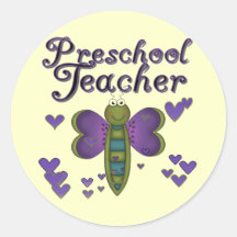 Butterfly Preschool Teacher Tshirts and Gifts Round Sticker