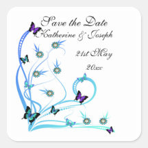 Butterfly Save the Date Square Sticker