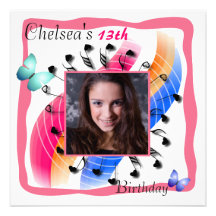 Butterfly Song - Photo Birthday Party Invitation