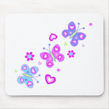 butterfly with hearts mouse mat