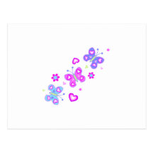 butterfly with hearts postcards