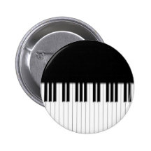 Button Badge - Piano Keyboard black white