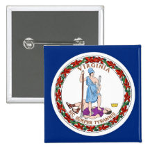 Button with Flag of Virginia