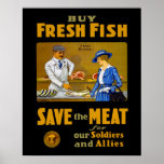 Buy Fresh Fish Vintage WW1 Print