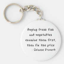 Buying fresh fish and vegetables examine them keychains