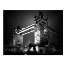BW Black & White London Tower Bridge Post Cards