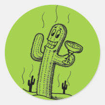 Cactus Drink Round Sticker