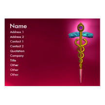 CADUCEUS, RED RUBY vibrant amethyst pink,fuchsia Business Card