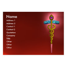 CADUCEUS, RED RUBY  vibrant gold amethyst Business Card Template