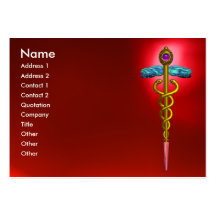 CADUCEUS, RED RUBY  vibrant gold amethyst Business Card