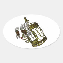Caged Heart Oval Stickers