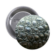 Caiman Crocodile Faux Alligator-Skin Design Pinback Button