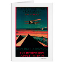 Cairo - Bagdad - Karachi Air Vintage Poster Greeting Cards