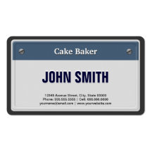 Cake Baker Cool Car License Plate Business Card Template