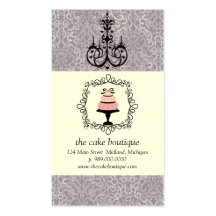 Cake Boutique Fancy Violet Damask Business Cards
