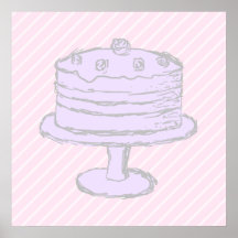Cake in Light Purple on Pink. Print