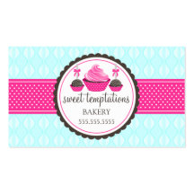 Cake Pops and Cupcake Aqua Pink Business Cards
