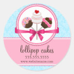 Cake Pops Bakery Box Seals Round Stickers
