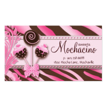 Cake Pops Business Card Bakery Pink Brown Zebra business cards