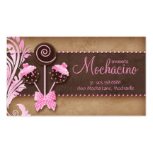 Cake Pops Business Card Bakery Vintage Pink Brown